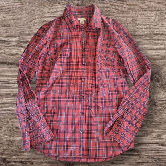 J. Crew Women's Red Plaid Button Down Shirt, size 8 - Picture 1 of 4